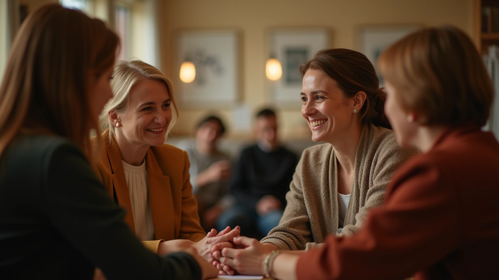 Group of people laughing and connecting at a community meetup